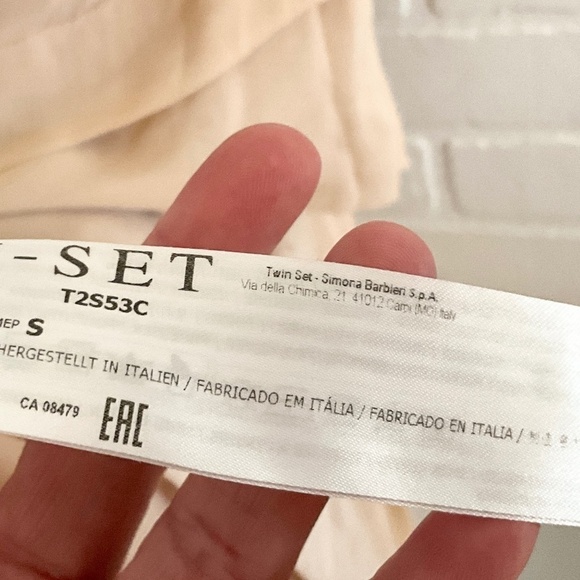 Twin-Set Simona Barbieri Mini dress Bow Ruffled Ivory Cream lined Flowy Sz S - Picture 12 of 16